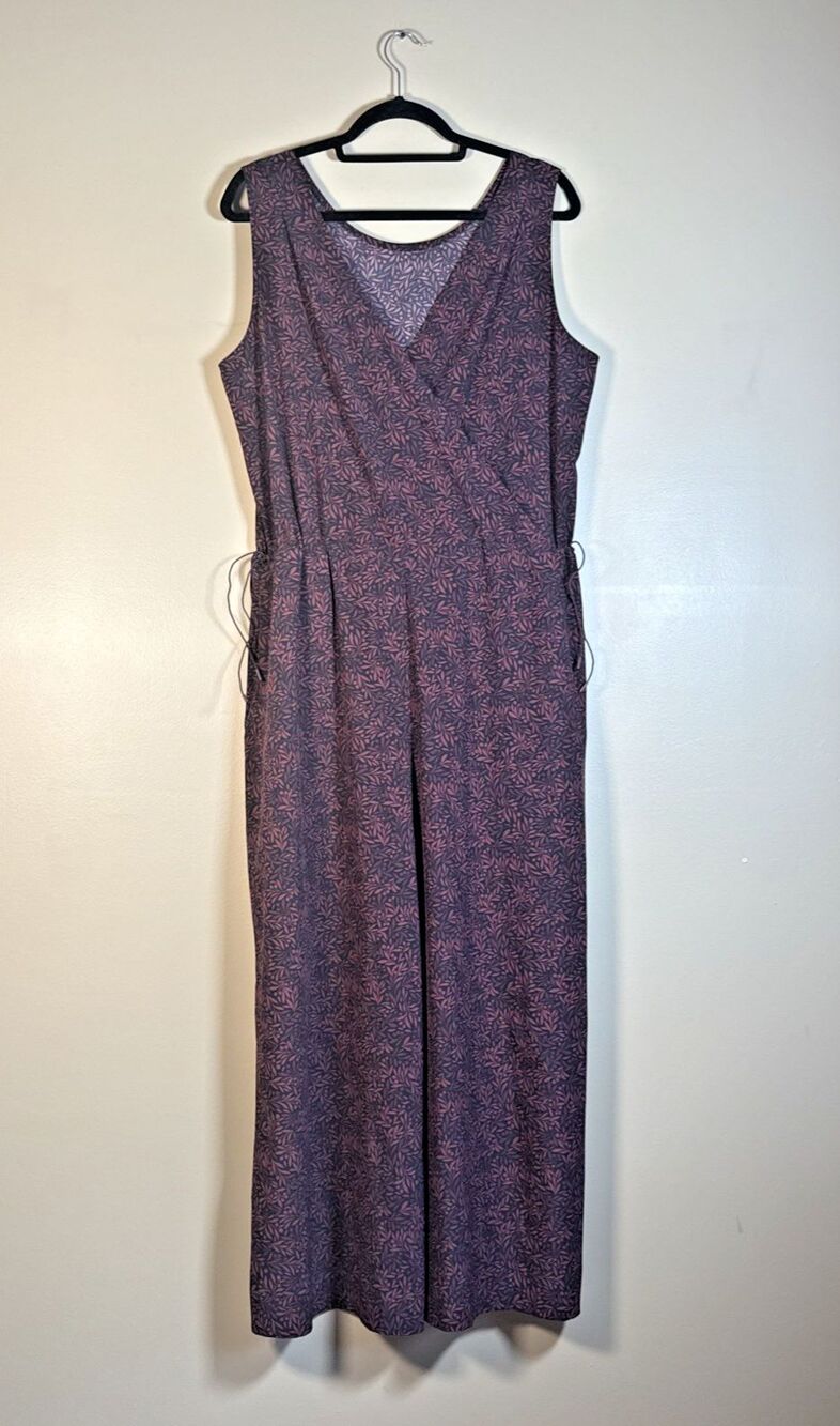 Title Nine Getaway Travel Jumpsuit Large Criss-Cross EUC Wide Leg Sleeveless